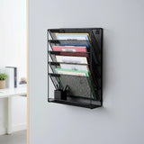 Wall Mount 6 Pocket Hanging File Sorter Organizer Folder Holder Rack Storage - Close-Up Angle