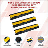 3pcs 2-Cable Rubber Electrical Wire Cover Heavy Duty Protector Dual Channel - Side View