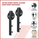 2M Big Spoke Wheel Sliding Barn Door Hardware - Side View