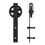 2M Big Spoke Wheel Sliding Barn Door Hardware - Top-Down View