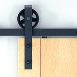 2M Big Spoke Wheel Sliding Barn Door Hardware - 45-Degree Angle