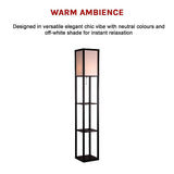 Shelf Floor Lamp - Shade Diffused Light Source with Open-Box Shelves - Close-Up Angle