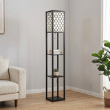 Shelf Floor Lamp - Shade Diffused Light Source with Open-Box Shelves - Close-Up Angle