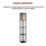 Shelf Floor Lamp - Shade Diffused Light Source with Open-Box Shelves - Low Angle