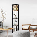 Shelf Floor Lamp - Shade Diffused Light Source with Open-Box Shelves - Rear View