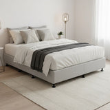 Palermo Queen Ensemble Bed Base Platinum Light Grey Linen Fabric