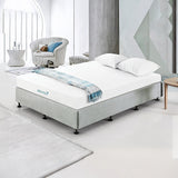 Palermo Queen Ensemble Bed Base Platinum Light Grey Linen Fabric - Front View