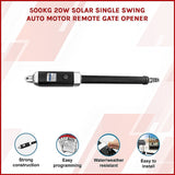 500KG 20W Solar Single Swing Auto Motor Remote Gate Opener - Side View
