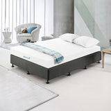 Palermo Queen Ensemble Bed Base Platinum Graphite Linen Fabric - Front View