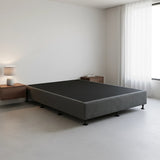 Palermo Queen Ensemble Bed Base Platinum Graphite Linen Fabric - Front View
