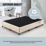 Palermo Queen Ensemble Bed Base Platinum Natural Sand Linen Fabric - Rear View