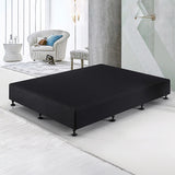 Palermo Queen Ensemble Bed Base Midnight Black Linen Fabric - Top-Down View