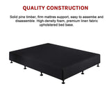 Palermo King Single Ensemble Bed Base Midnight Black Linen Fabric - Extra Image