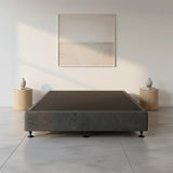 Palermo King Single Ensemble Bed Base Platinum Graphite Linen Fabric - Close-Up Angle