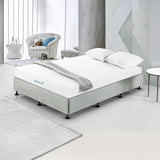 Palermo King Single Ensemble Bed Base Platinum Light Grey Linen Fabric - Front View