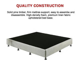 Palermo King Single Ensemble Bed Base Platinum Light Grey Linen Fabric - Close-Up Angle