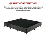 Palermo King Ensemble Bed Base Platinum Graphite Linen Fabric - Rear View