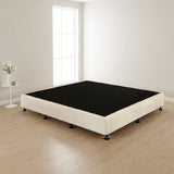 Palermo King Ensemble Bed Base Platinum Natural Sand Linen Fabric - Front View