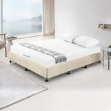 Palermo King Ensemble Bed Base Platinum Natural Sand Linen Fabric - Front View