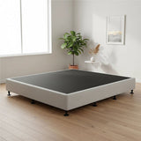 Palermo King Ensemble Bed Base Platinum Light Grey Linen Fabric - Front View