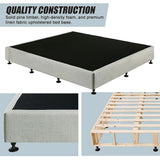 Palermo King Ensemble Bed Base Platinum Light Grey Linen Fabric - Close-Up Angle