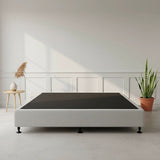 Palermo King Ensemble Bed Base Platinum Light Grey Linen Fabric - Low Angle