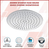 300mm Shower Head Round 304SS Chrome Showerhead - Side View