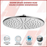 300mm Brass Shower Head Round Chrome Showerhead - Side View