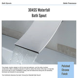 304SS Waterfall Bath Spout - Low Angle
