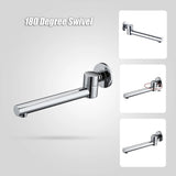 240mm Brass Bath Safety Spout Swivel - Low Angle