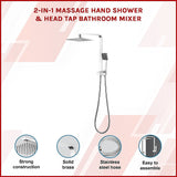 2-in-1 Massage Hand Shower & Head Tap Bathroom Mixer - Front View