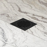 Square Black Floor Grate Drain 110 mm Full Brass Construction - Front View