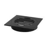 Square Black Floor Grate Drain 110 mm Full Brass Construction - Top-Down View