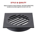 Square Black Floor Grate Drain 110 mm Full Brass Construction - Extra Image