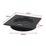 Square Black Floor Grate Drain 110 mm Full Brass Construction - Extra Image