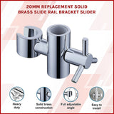 20mm Replacement Solid Brass Slide Rail Bracket Slider - Side View
