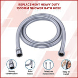 Replacement Heavy Duty 1500mm Shower Bath Hose - Side View