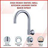 High Reach Swivel Wall Kitchen Laundry Bath Basin Spout - Side View