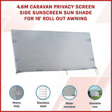 4.6m Caravan Privacy Screen Side Sunscreen Sun Shade for 16' Roll Out Awning - Side View