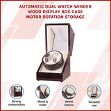 Automatic Dual Watch Winder Wood Display Box Case Motor Rotation Storage - Side View