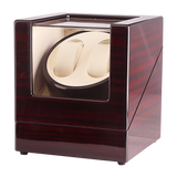Automatic Dual Watch Winder Wood Display Box Case Motor Rotation Storage - Top-Down View