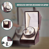 Automatic Dual Watch Winder Wood Display Box Case Motor Rotation Storage - Low Angle
