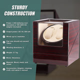 Automatic Dual Watch Winder Wood Display Box Case Motor Rotation Storage - Extra Image