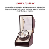 Automatic Dual Watch Winder Wood Display Box Case Motor Rotation Storage - Extra Image