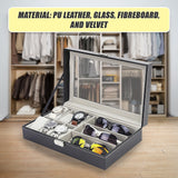 6+3 Grid Watch Sunglass Eyeglasses Display Box Case Storage Organizer PU Leather - Extra Image