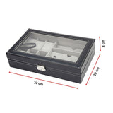 6+3 Grid Watch Sunglass Eyeglasses Display Box Case Storage Organizer PU Leather - Extra Image