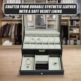 12 Grids Watch Display Case Leather jewellery Storage Box Organiser Lock Key - Extra Image