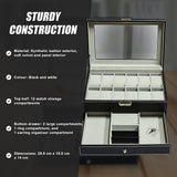 12 Grids Watch Display Case Leather jewellery Storage Box Organiser Lock Key - Extra Image
