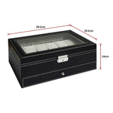 12 Grids Watch Display Case Leather jewellery Storage Box Organiser Lock Key - Extra Image