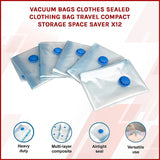 Vacuum Bags Clothes Sealed Clothing Bag Travel Compact Storage Space Saver x12 - Side View